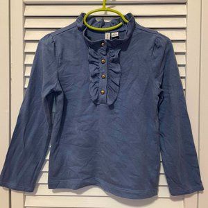 Blue Ruffle Front Shirt